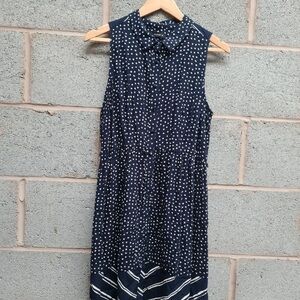 Roma Navy and White Polka Dot Midi Dress